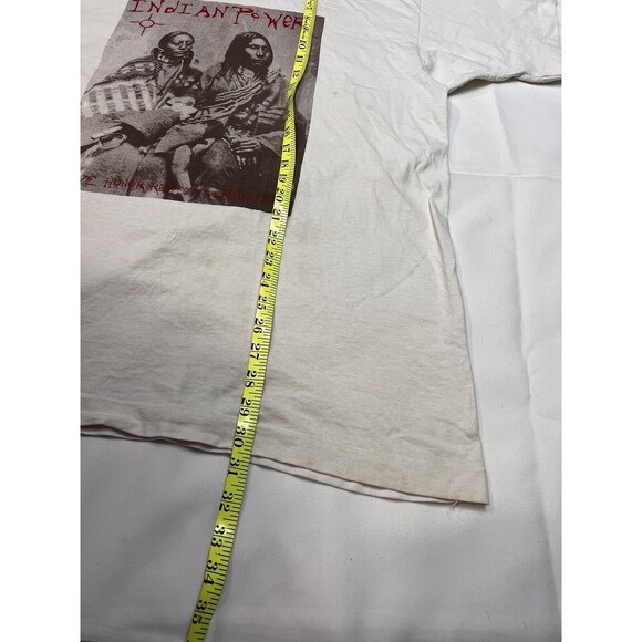 90s Hanes Single Stitch "Indian Power" Advocacy White Graphic T Shirt Sz XL - Picture 4 of 9